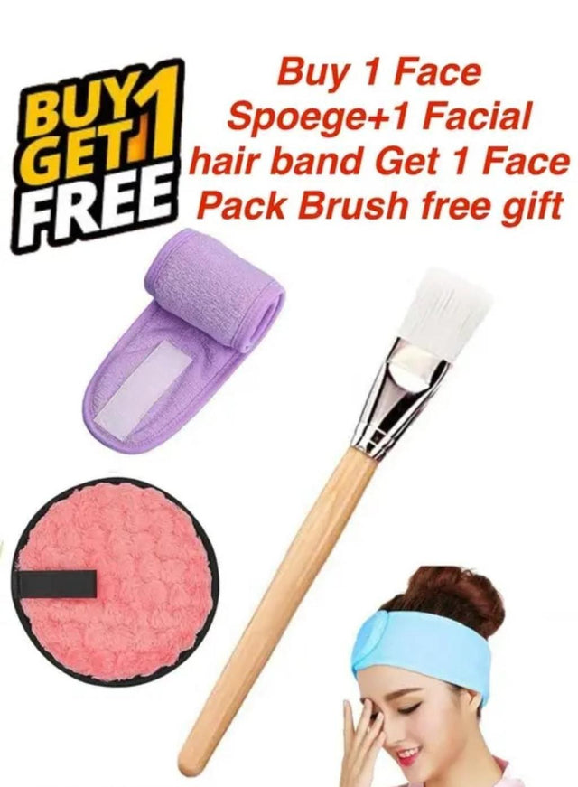 Face Mask Brush Combo with Remover Sponge & Hairband