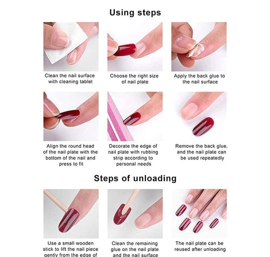 Reusable Press-On Nails Set of 24 (Bow Design)