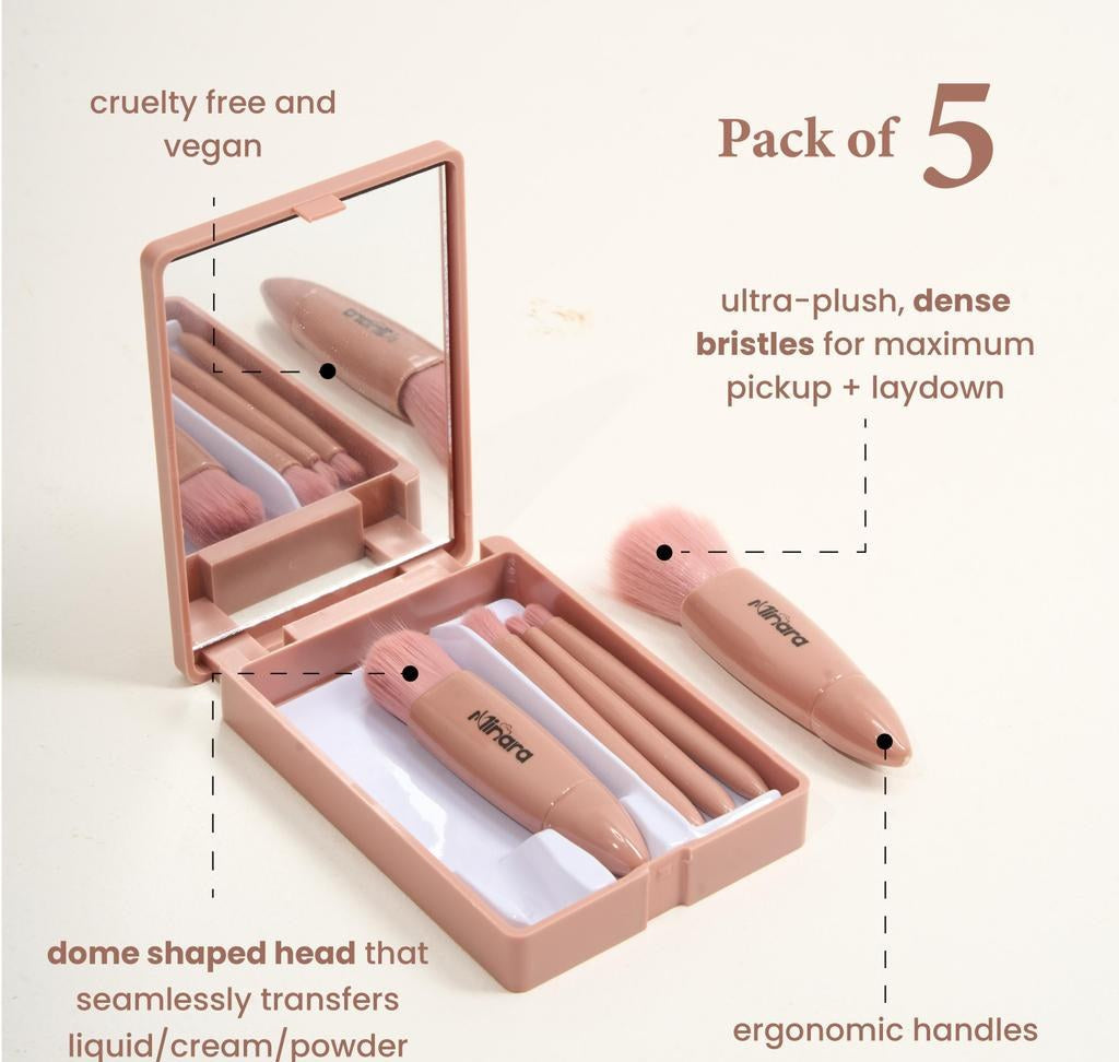 5-Piece Makeup Brush Set with Mirror