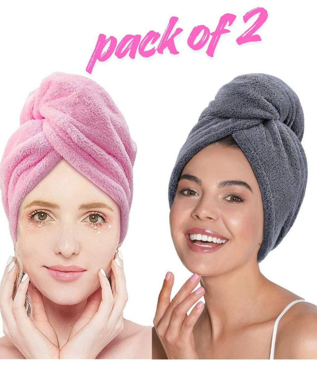 Microfiber Hair Towel Wrap (Pack of 2), Peach