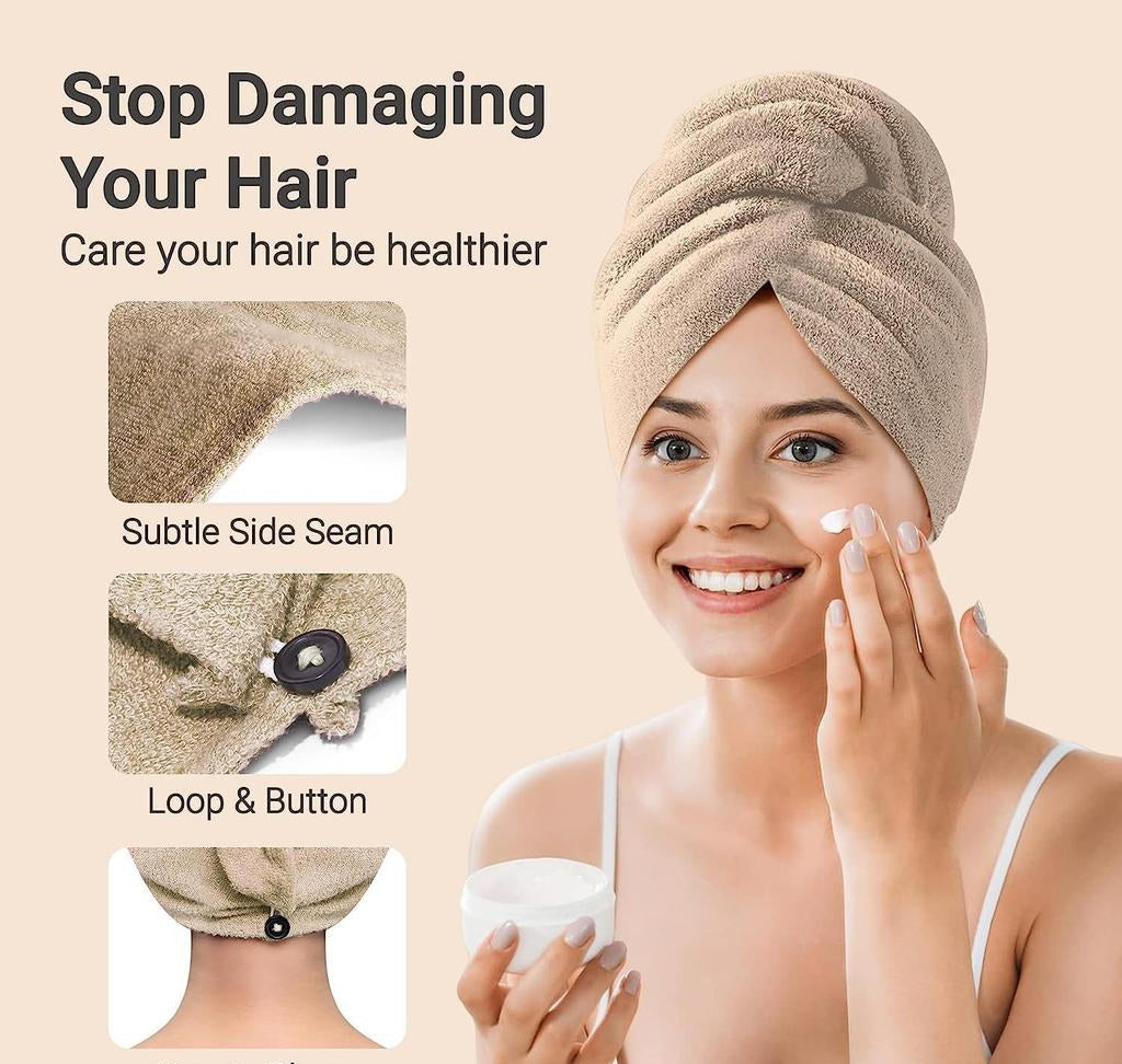 Microfiber Hair Towel Wrap (Pack of 2), Peach