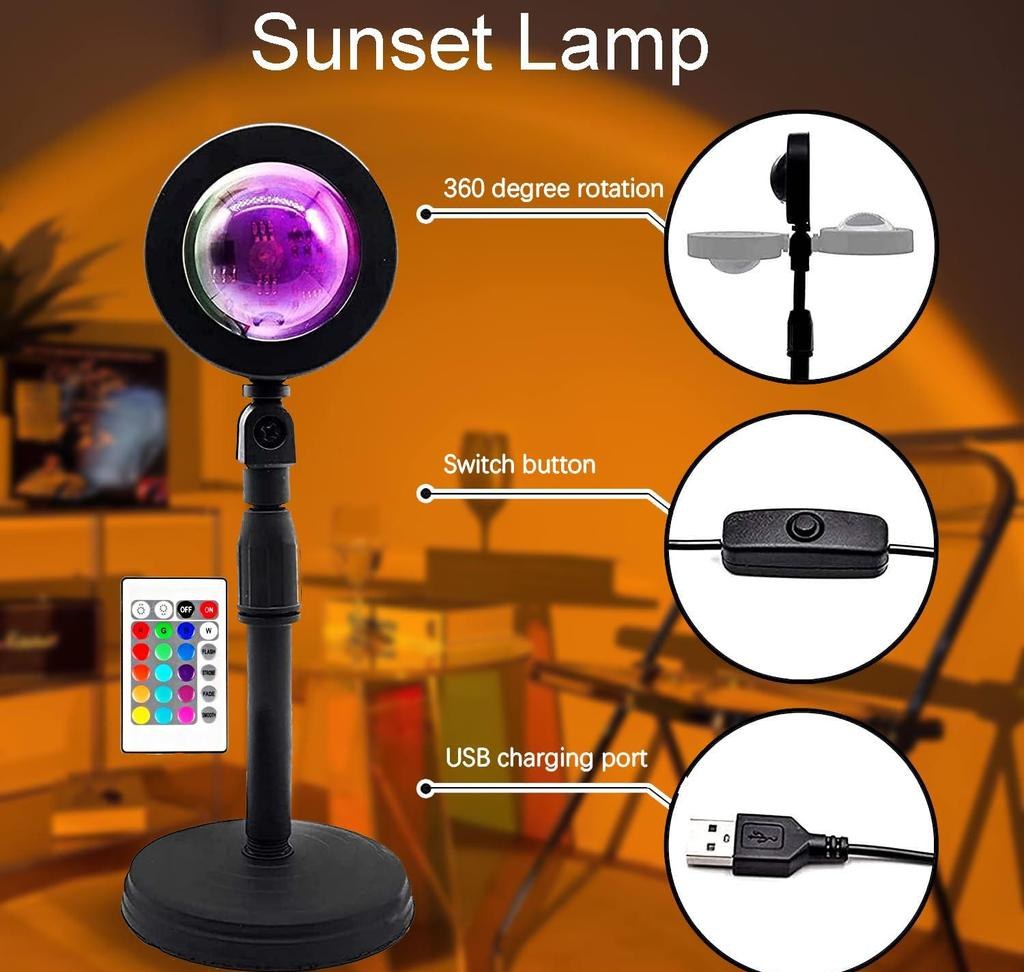 Sunset Projection Lamp with Remote (16 Colours)