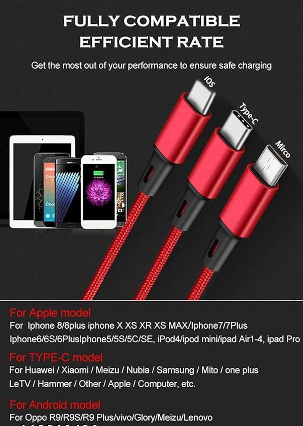 Dual USB Charger with 3-in-1 Cable