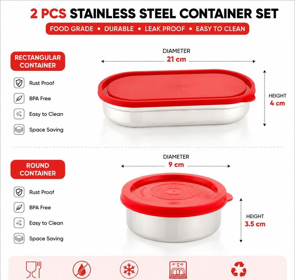 Stainless Steel Lunch Box Set (700 ml + 150 ml)