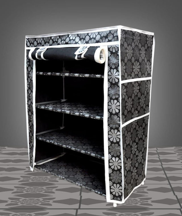 4-Layer Foldable Shoe Rack with Dustproof Cover