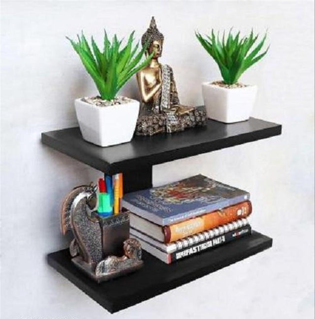 Floating Rustic Wooden Wall Shelf