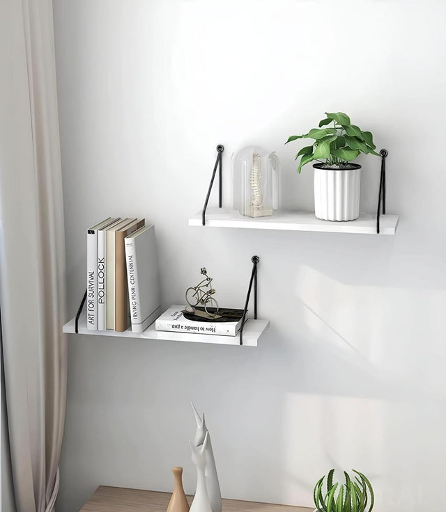 Gold and White Wall Shelf Set of 2