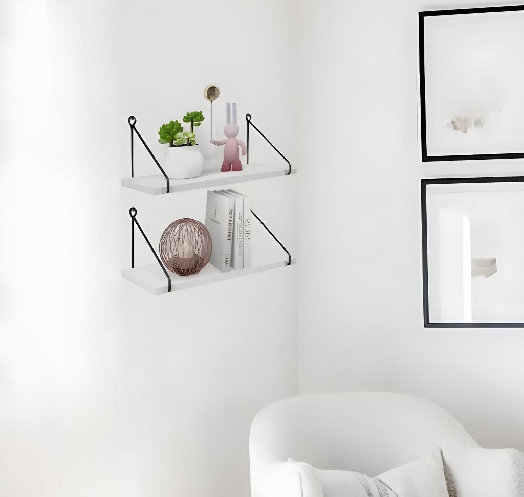 Gold and White Wall Shelf Set of 2
