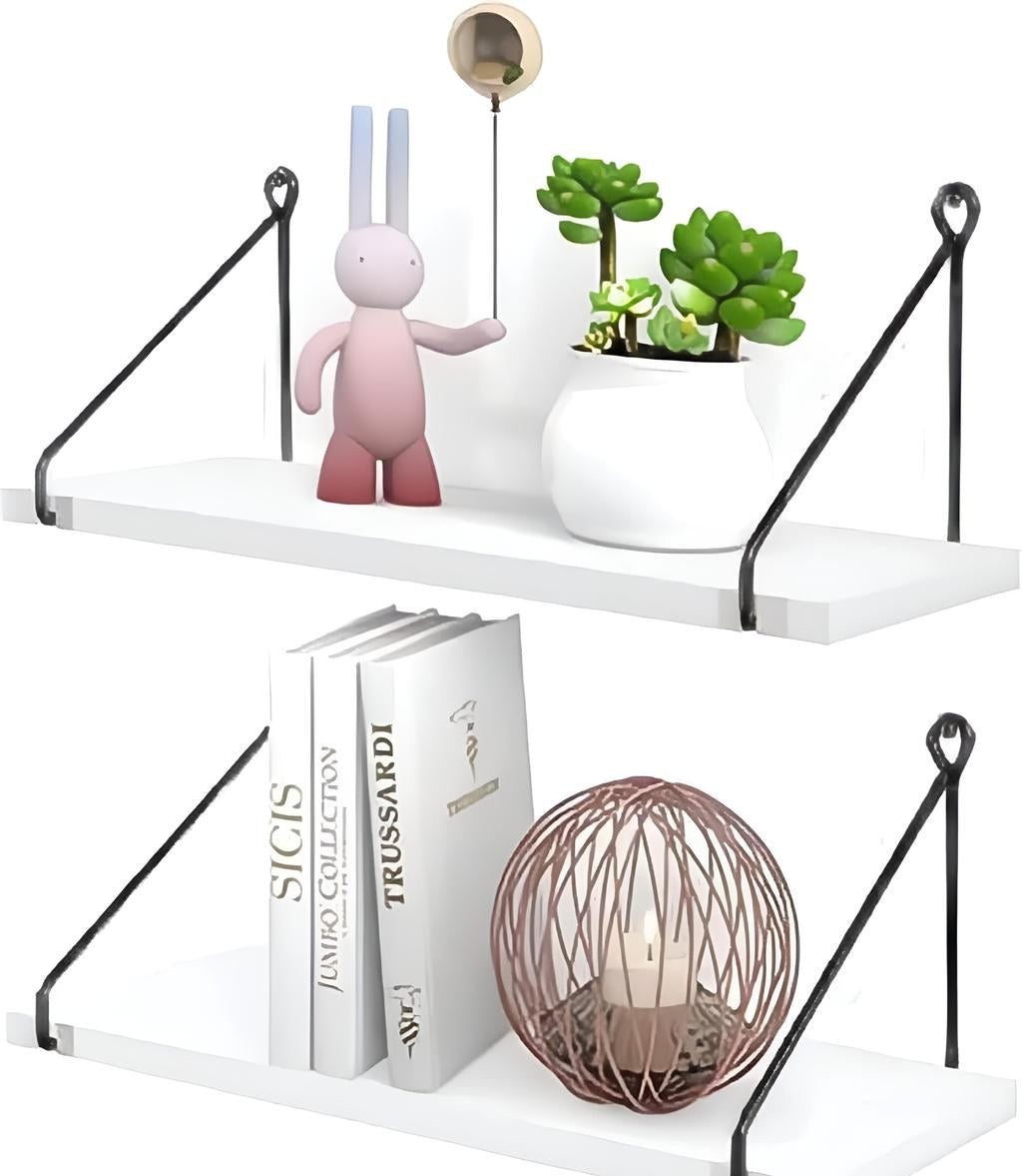 Gold and White Wall Shelf Set of 2