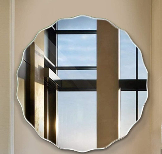 12 Inch Round Glass Wall Mirror (No Drill)