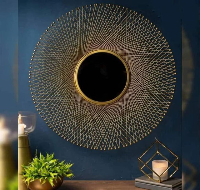 Gold-Tone Leaf Sculpture Wall Mirror