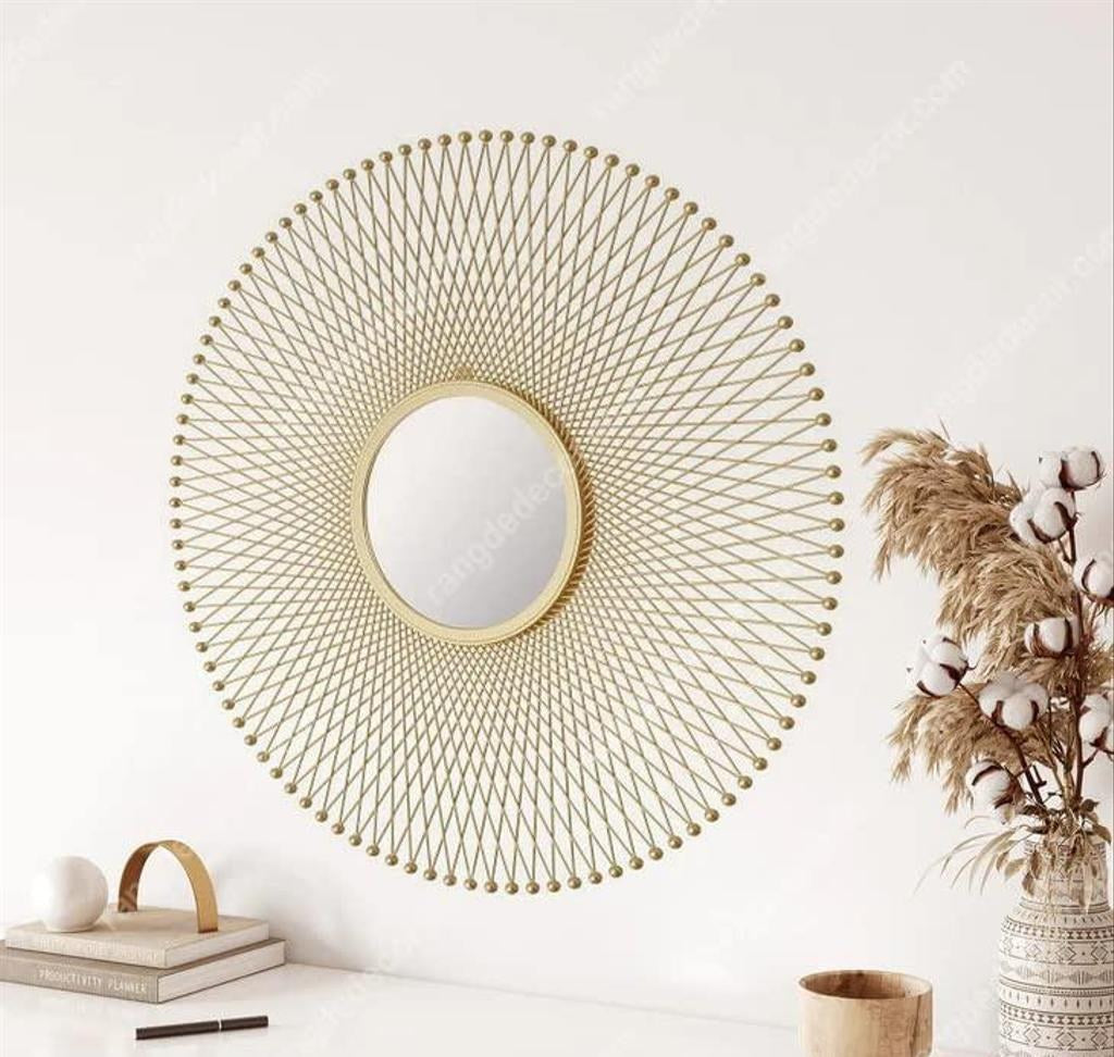 Gold-Tone Leaf Sculpture Wall Mirror