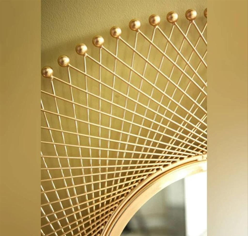 Gold-Tone Leaf Sculpture Wall Mirror