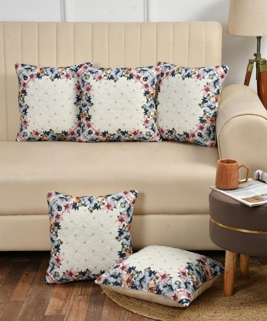 Quilted Velvet Cushion Covers Set of 5