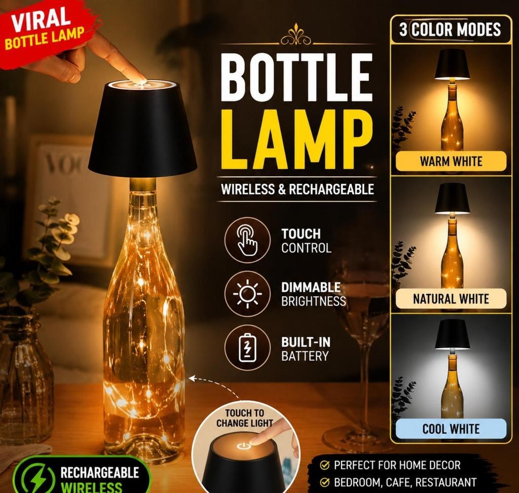 Rechargeable Wine Bottle Lamp Shade