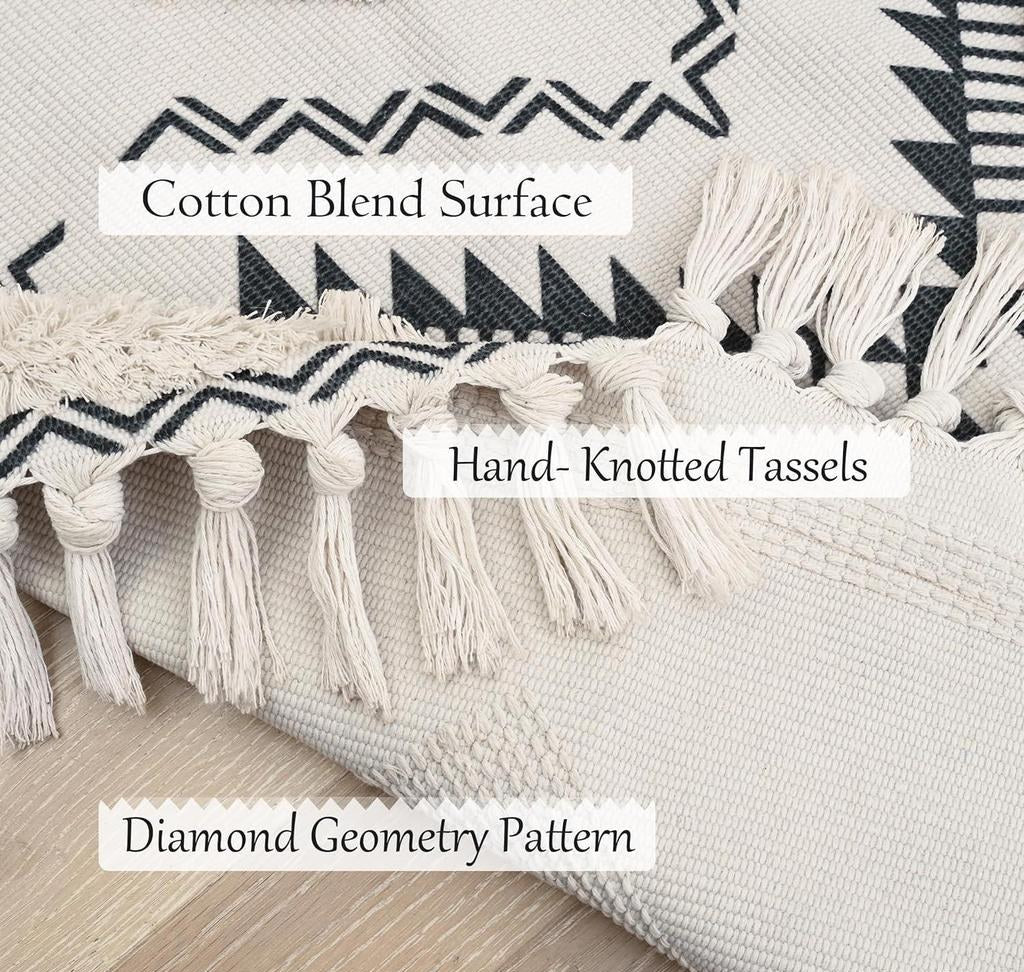 Hand-Woven Tufted Cotton Runner Rug (61 x 153 cm)