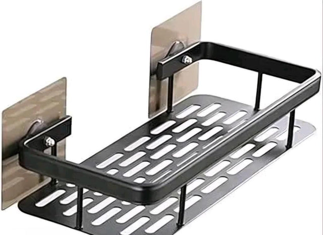 Wall-Mount Metal Bathroom Shelf, Black