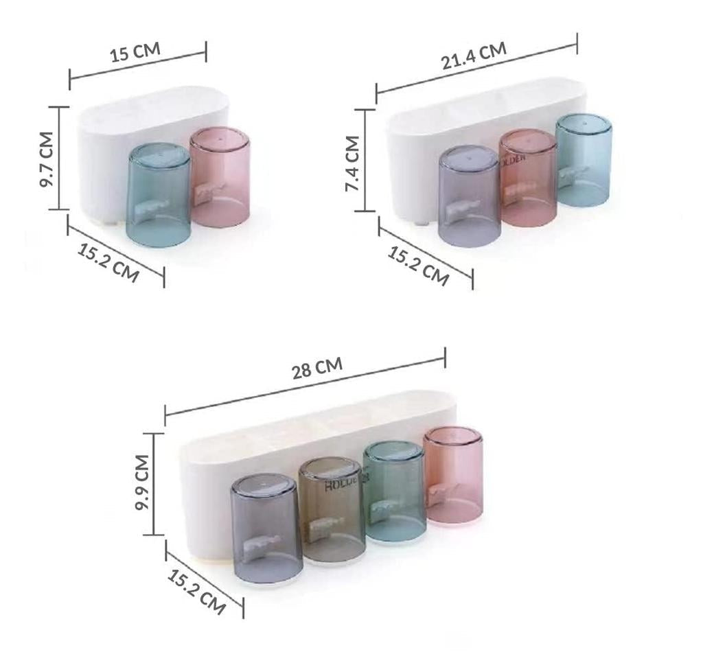Wall-Mount Toothbrush Holder with 4 Cups