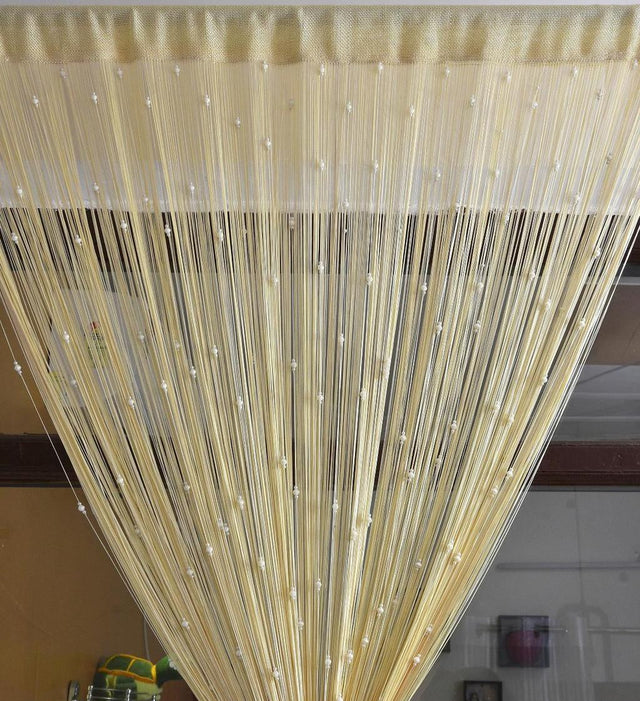 Beaded String Door Curtain, 7 ft, Cream