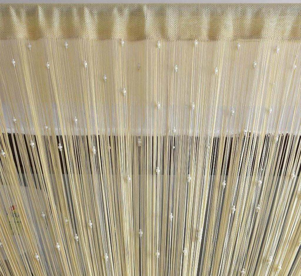 Beaded String Door Curtain, 7 ft, Cream
