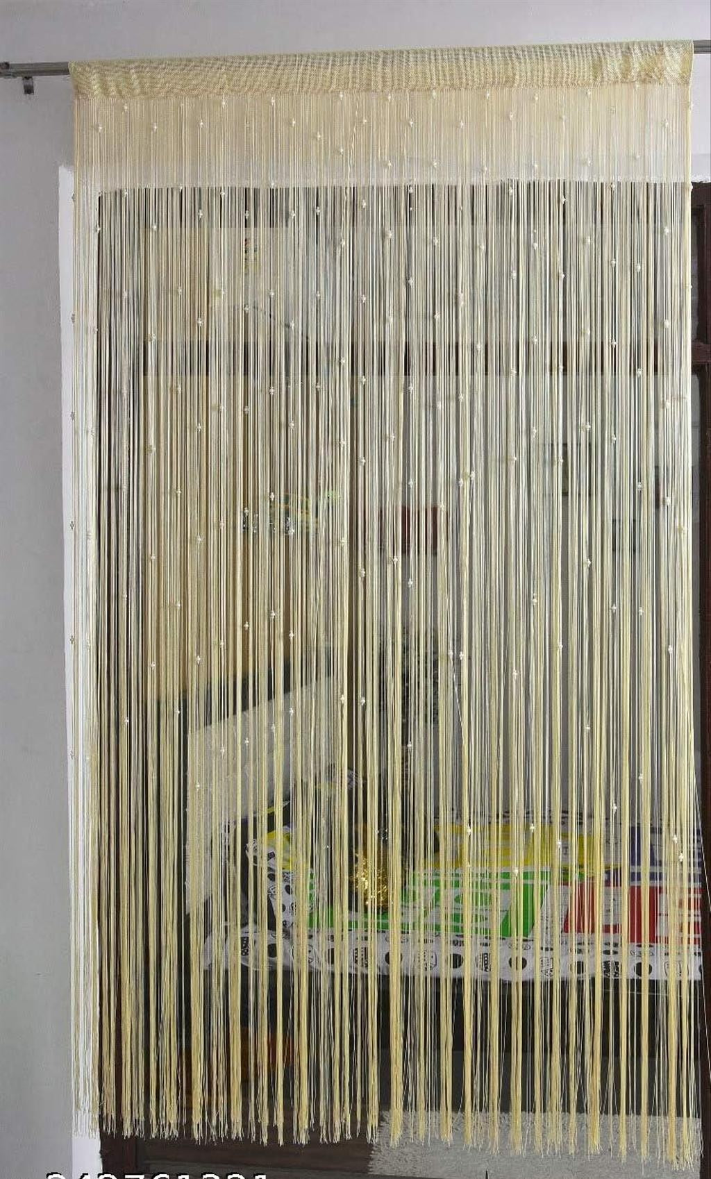 Beaded String Door Curtain, 7 ft, Cream