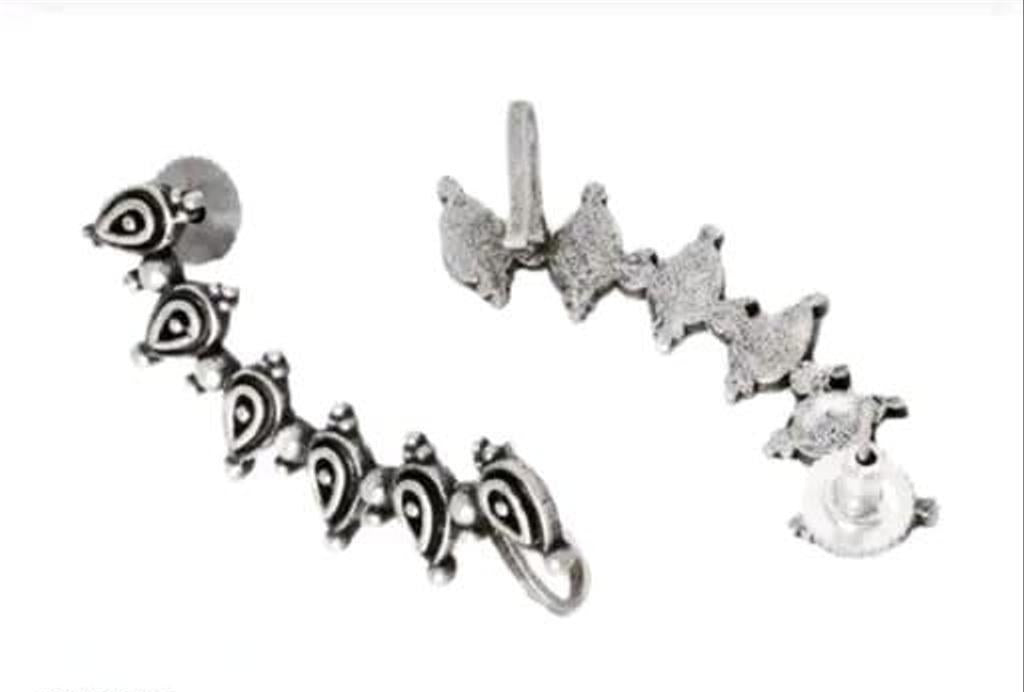 Oxidised Silver-Tone Clip-On Ear Cuff