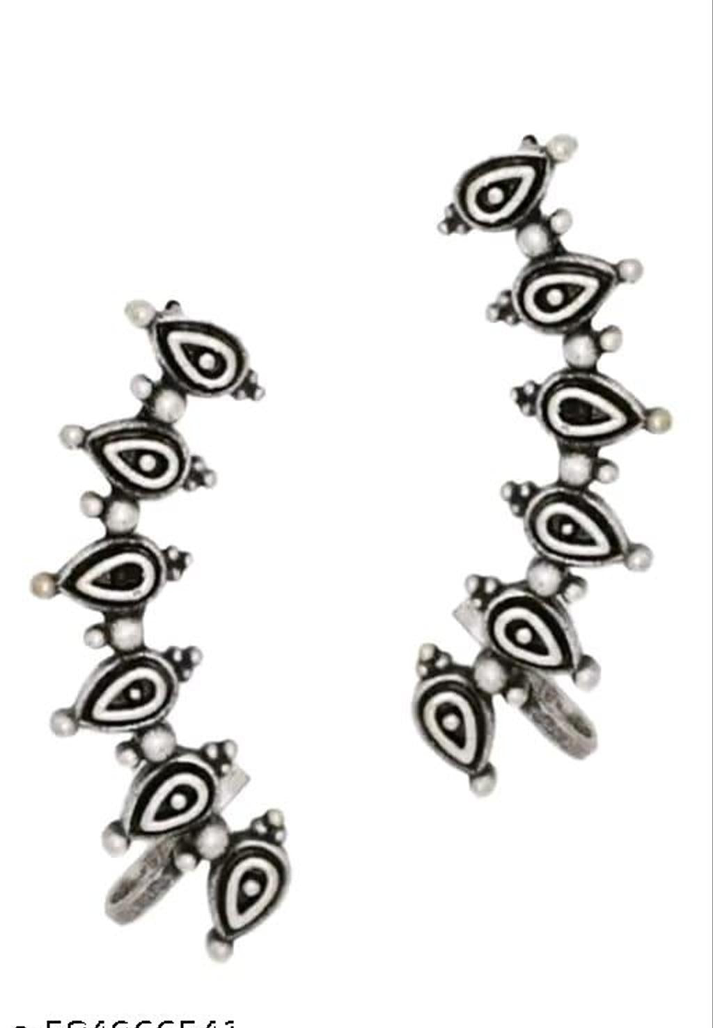 Oxidised Silver-Tone Clip-On Ear Cuff